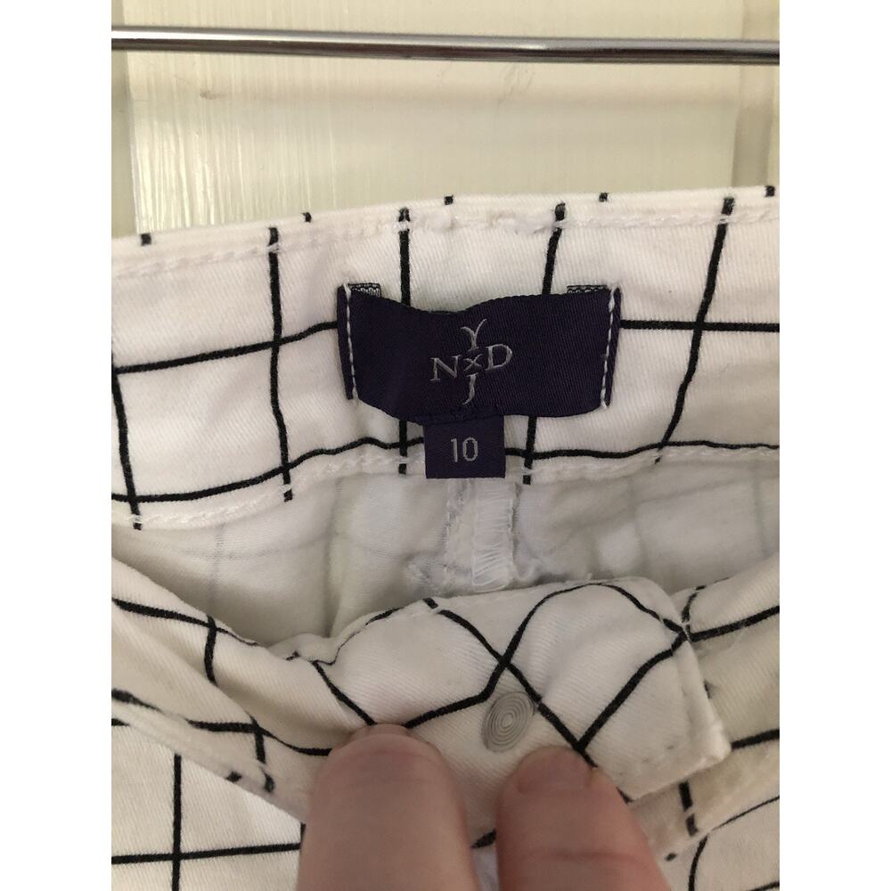 NYDJ Not Your Daughters Windowpane Grid Twill Ankle Pants Black White Size 10 - Picture 6 of 13
